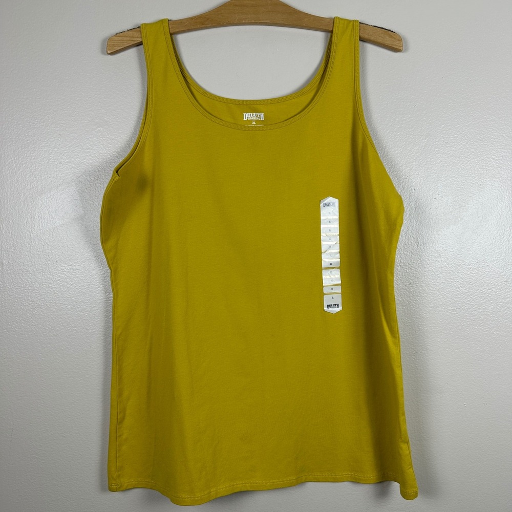 Duluth Trading Co Women's XL‎ No-Yank Tank Top Yellow Cotton Spandex NEW